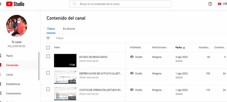 Canal de YouTube utilizado como herramienta de gestión de conocimiento